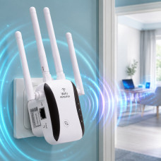 Wi-Fi-репітер LV-WR29 2,4 ГГц до 300 Мбіт/с із 4 антенами та режимами Repeater/AP/Router, білий