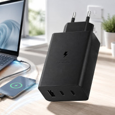 Мережевий зарядний пристрій Trio 65 Вт із 2×USB-C та USB-A, PD 3.0/SFC/AFC, чорний