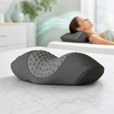 Ортопедична масажна подушка для шиї PILLOW LY-344 компактна сіра